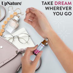 UpNature Dream Sleep roll-on on neck for relaxing aroma at bedtime.