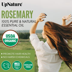 UpNature Rosemary Oil dropper highlighting easy, precise application.