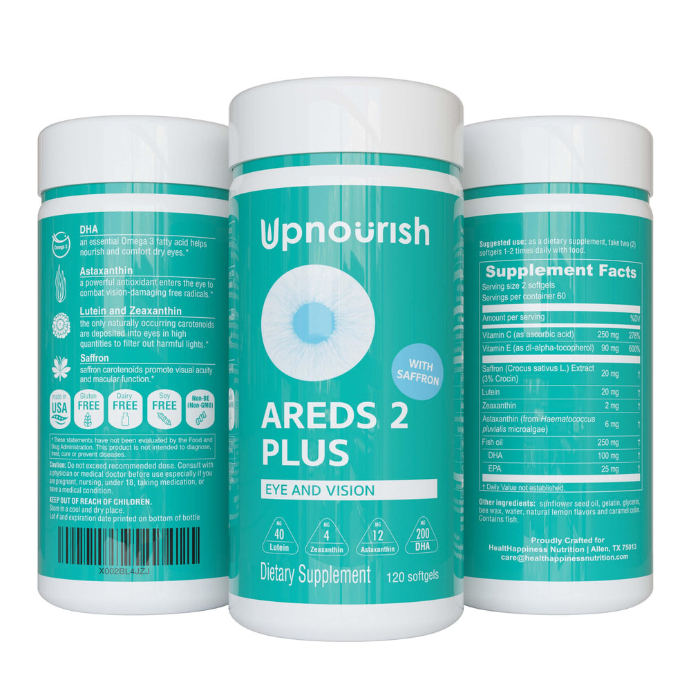 UpNourish AREDS 2 Plus eye softgels bottle for daily support