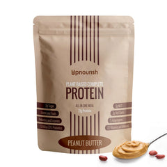 UpNourish peanut butter vegan protein powder tub for dairy-free vegan meals.