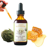 Urban Moonshine Healthy Liver Bitters bottle pour demonstrates an easy daily detox ritual