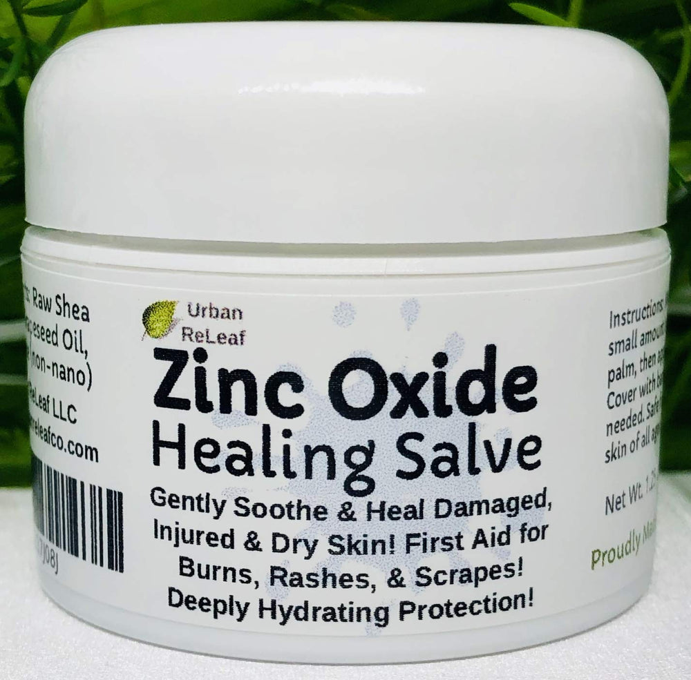 Urban ReLeaf Zinc Oxide Salve jar for soothing dry skin