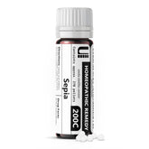 Urenus Sepia 200C remedy bottle with lactose-free pellets.