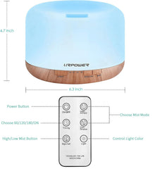 URPOWER diffuser with LED color options adds ambiance and relaxation