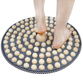 USEAHITOR Wood Foot Acupressure Mat beads targeting reflex points for foot relaxation