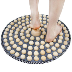 USEAHITOR Wood Foot Acupressure Mat beads targeting reflex points for foot relaxation