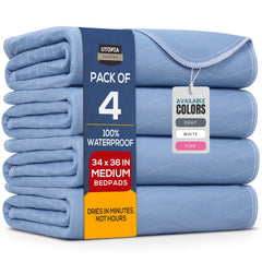 Utopia Bedding underpads 34x36 four-pack protecting bed surfaces from leaks