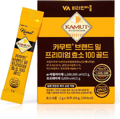 VA Vitamin Village Kamut enzyme stick front view, convenient daily protein boost.