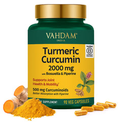 VAHDAM turmeric curcumin bottle front for daily joint support