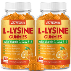 VAJYKEWJY L-Lysine gummies orange bottle for convenient daily immune support.