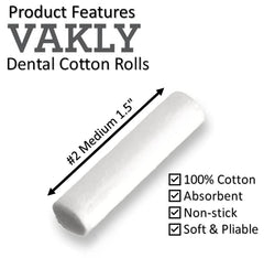 Vakly 100 dental cotton rolls multiuse image illustrates versatility across care tasks.