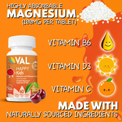 VAL Magnesium for Kids chewable tablet close-up showing texture