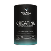 Valara creatine jar closeup showing pure micronized formula for easy mixing.