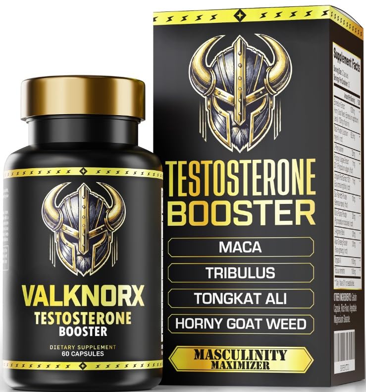 VALKNORX Ultra Strength bottle front highlighting testosterone support for men.