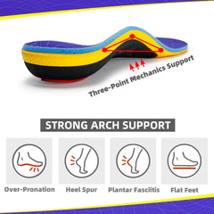 VALSOLE insoles with rigid arch support help align the foot for flat feet.