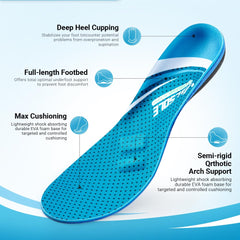 VALSOLE high arch support secures the foot for reduced fatigue during standing.