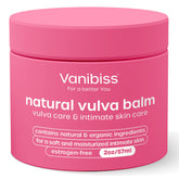 Vanibiss Vulva Balm jar close-up; creamy texture ideal for sensitive skin care.