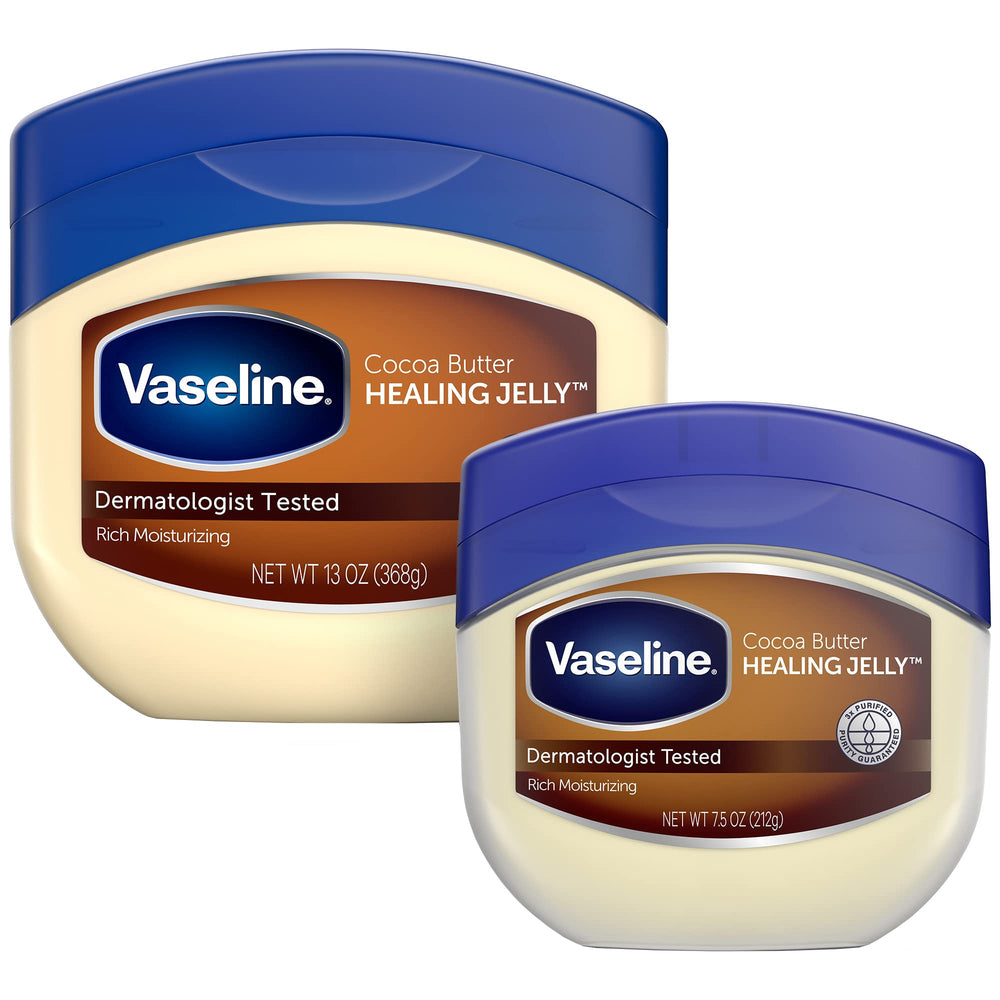 Vaseline Cocoa Butter Healing Jelly jar 13oz softens dry skin.