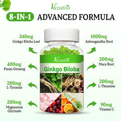 Ginkgo Biloba Gummies Apple flavor label emphasizing brain wellness and daily use