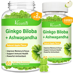 Vazatisi Ginkgo Biloba Gummies bottle front for daily focus support