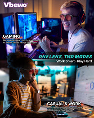 Vbewo red-lens contrast enhances clarity for gaming and work.