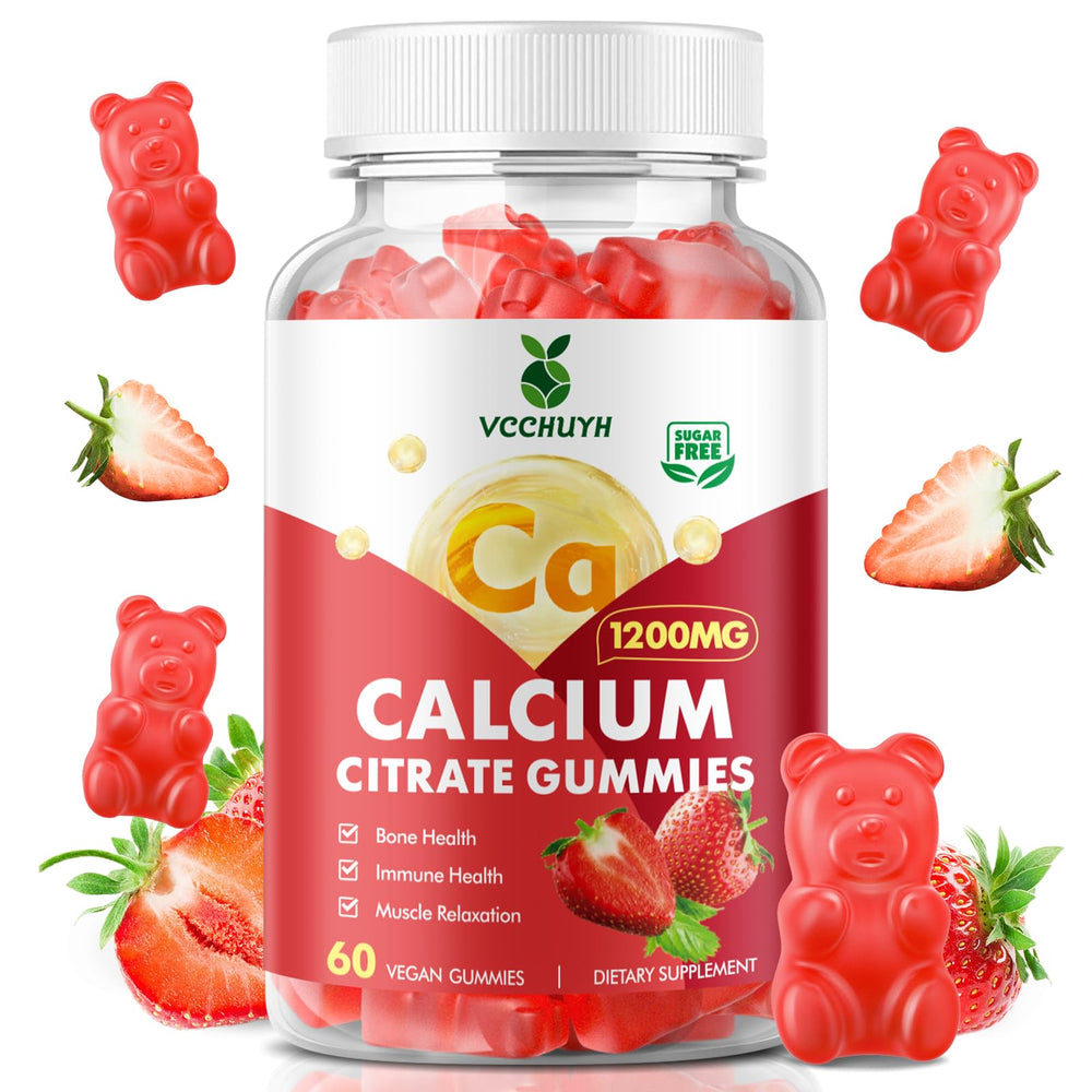 VCCHUYH calcium citrate gummies bottle showing 1200mg serving for daily calcium