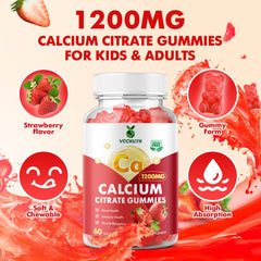 VCCHUYH Calcium Citrate Gummies daily use with water shown for routine intake