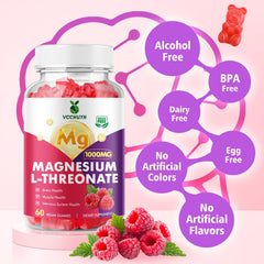 VCCHUYH Magnesium Threonate Gummies 1000mg per serving potent magnesium threonate in each bite.