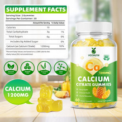 VCCHUYH Pineapple-flavor gummies provide tasty calcium with vegan, sugar-free formulation.