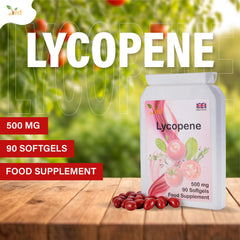 Ved Lycopene 500 mg softgel capsules close-up highlighting easy-to-swallow design