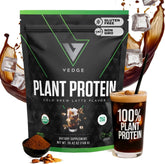 VEDGE cold brew latte protein scoop for post-workout recovery.