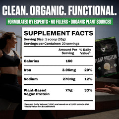 VEDGE organic USDA label closeup signals trusted, additive-free protein powder.