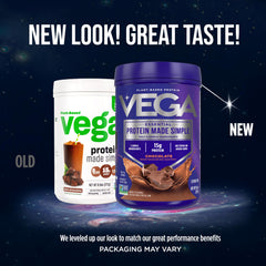 Vega Protein Made Simple vanilla packaging highlights non-GMO gluten-free vegan protein.