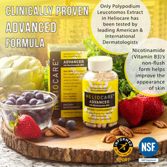Vegan gluten-free label on Heliocare Advanced packaging