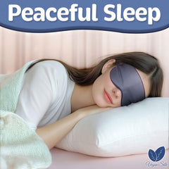 Vegan Silk sleep mask navy gray shows nose baffle for light sealing.