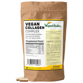 Vegan Vitality plant-based collagen bottle front for hair and skin support.