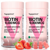 VEGEPOWER Biotin Gummies bottle pour for on-the-go hair and nail support