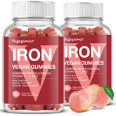 VegePower vegan iron gummies peach bottle for easy daily iron support.