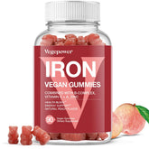 VEGEPOWER vegan iron gummies peach bottle for easy daily iron intake