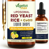VEGETUSMAX Liposomal Red Yeast Rice Drops bottle with liposomal delivery for enhanced absorption.