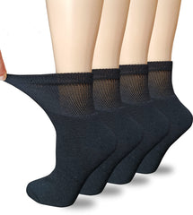 VEIGIKE women extra wide diabetic socks in black, four pairs, non-binding fit for swollen feet.
