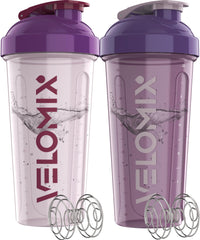 VELOMIX 28oz shaker bottle in purple with leak-proof design for on-the-go shakes.