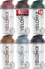 VELOMIX 6-pack 28oz bottle front view, leak-proof design for convenient gym shakes.