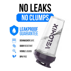VELOMIX 6-pack 28oz bottle inside whisk, six wires for smoother shakes.