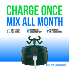 VELOMIX battery and bottle imagery highlighting up to 80 blends per charge.