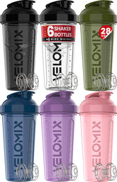 Velomix Core Series 6-pack shaker bottles with leak-proof seals for mess-free transport.