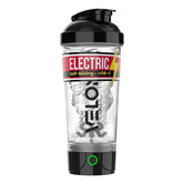 VELOMIX electric protein shaker on table showing 24oz bottle for quick drinks