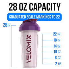 VELOMIX leak-proof cap keeps contents secure during travel.