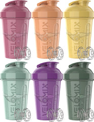 Velomix Nature Tones 6-pack front view bottle showcases leak-proof design for gym shakes.