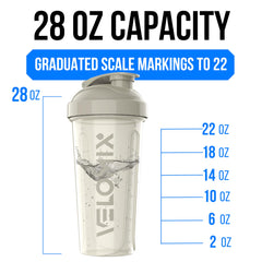 VELOMIX Stealth Edition 28oz shaker matte finish resists sweat during workouts.